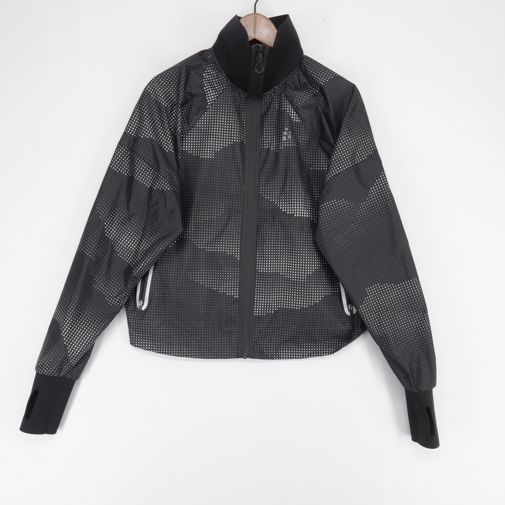 Craft Pro Glow In The Dark Lumen Jacket Womens L Black Reflective Print Running